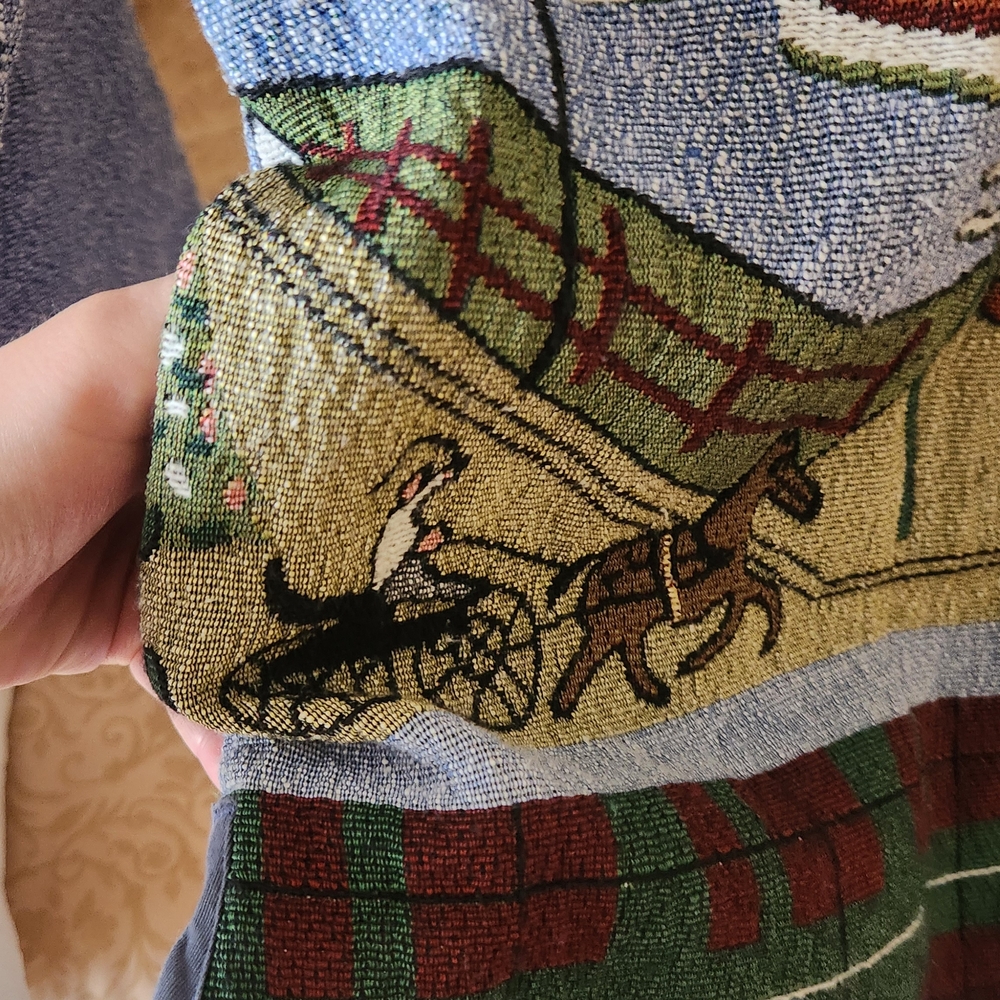 Vintage Blair Seaside Horse Dog Tapestry Jacket Womens Large Button Up Coastal - Picture 4 of 7